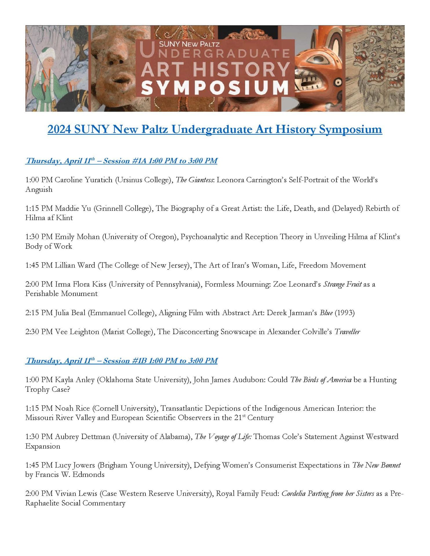 Page 1 of the 2024 Symposium Schedule