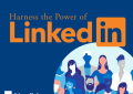 Harness the Power of Linked In (Cartoon people in blue circle, smiling)