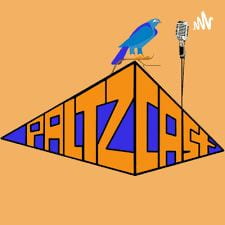 Paltz Cast logo, with a hawk speaking into a microphone