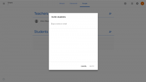 Invite students small window, type a name or email in search bar