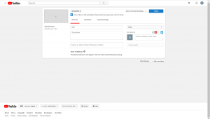Video upload page, progress bar on top, with title and description below