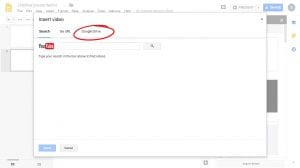 Video import window with Google Drive option is circled