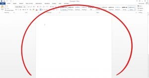 Blank page on new document in Word circled