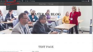 WordPress web page Mayera's Blog, the name circled on the top and sub tab Dashboard circled as well