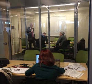 President Christian using the new group study rooms
