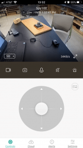 showing the controls when the camera is first selected.
