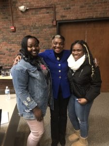 New Paltz students Amena-Devine Ruffin (left) and Jessenia Keenan (right) with Dr. Rosie Phillips Davis.