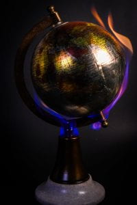 Photo of globe on fire